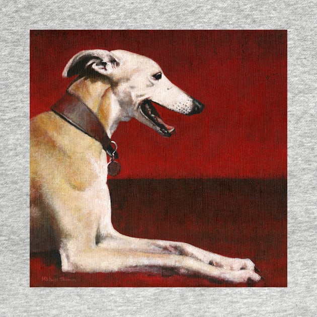 Whippet On Red by mictomart